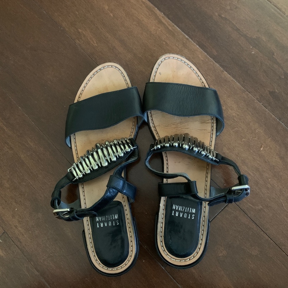 Stuart Weitzman Black Embellished Sandals